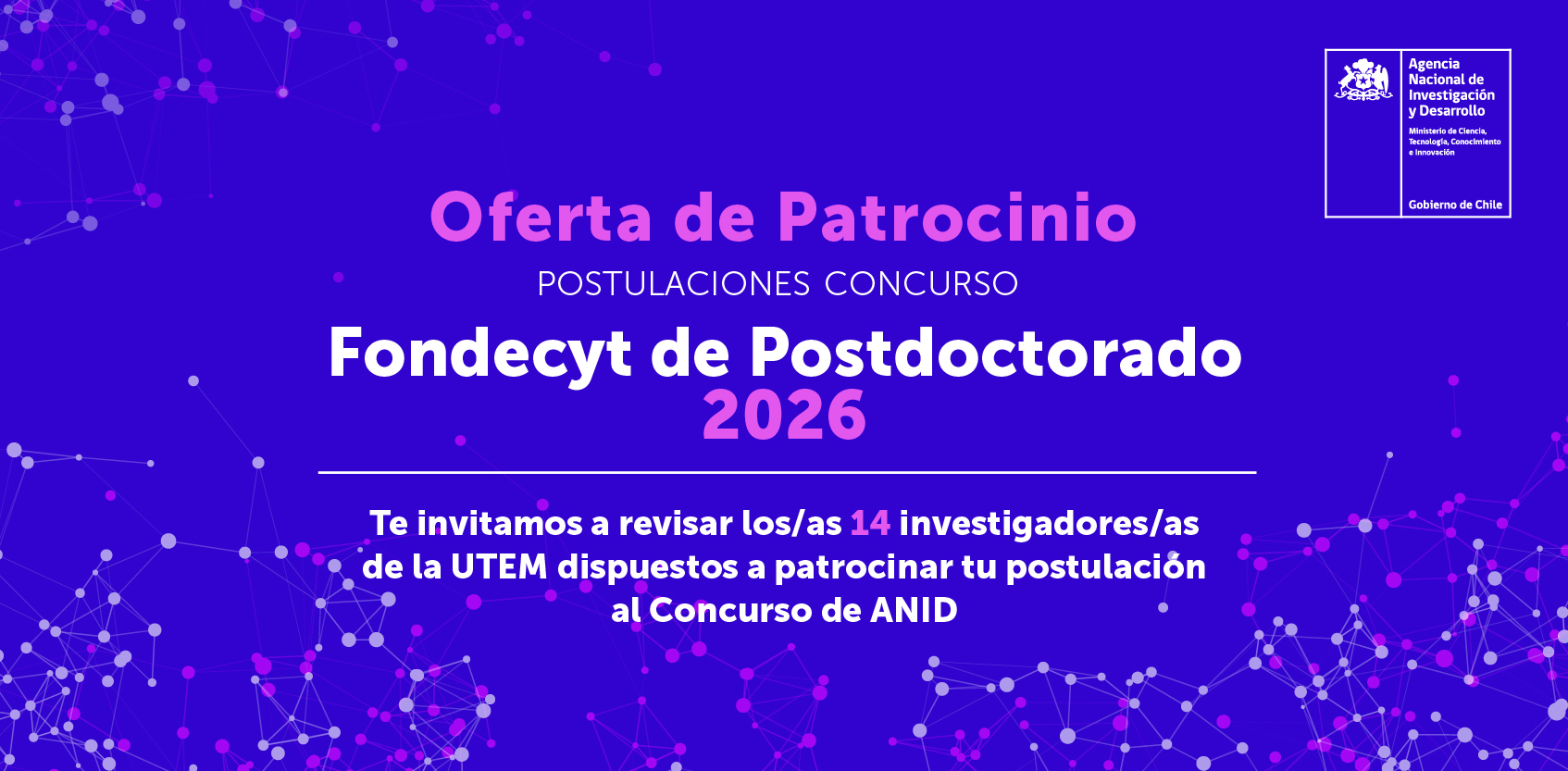 ¡Conoce y difunde! Nuestra Oferta de Patrocinio Fondecyt Postdoctorado 2026